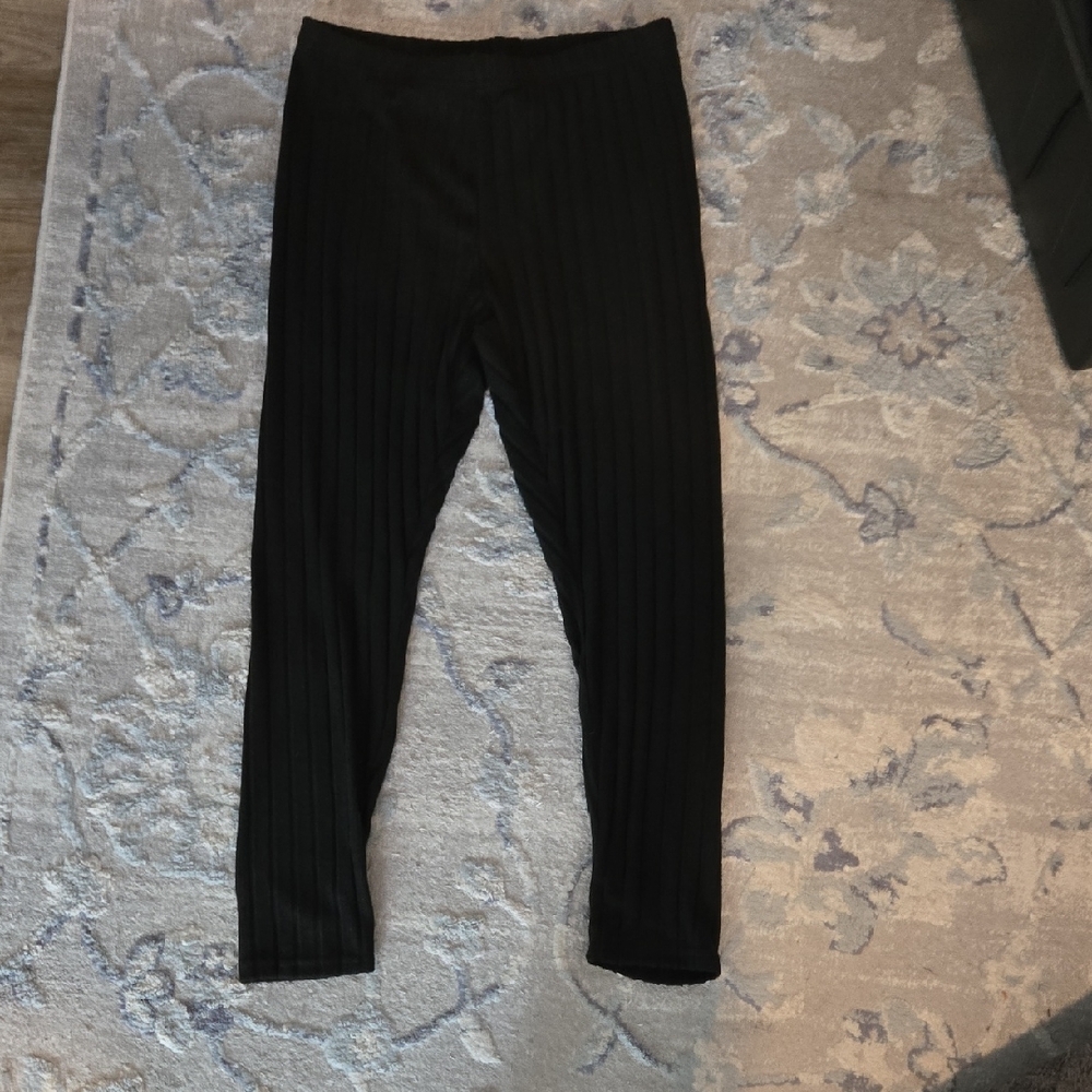 SHEIN Black Ribbed Pull-On Track Joggers